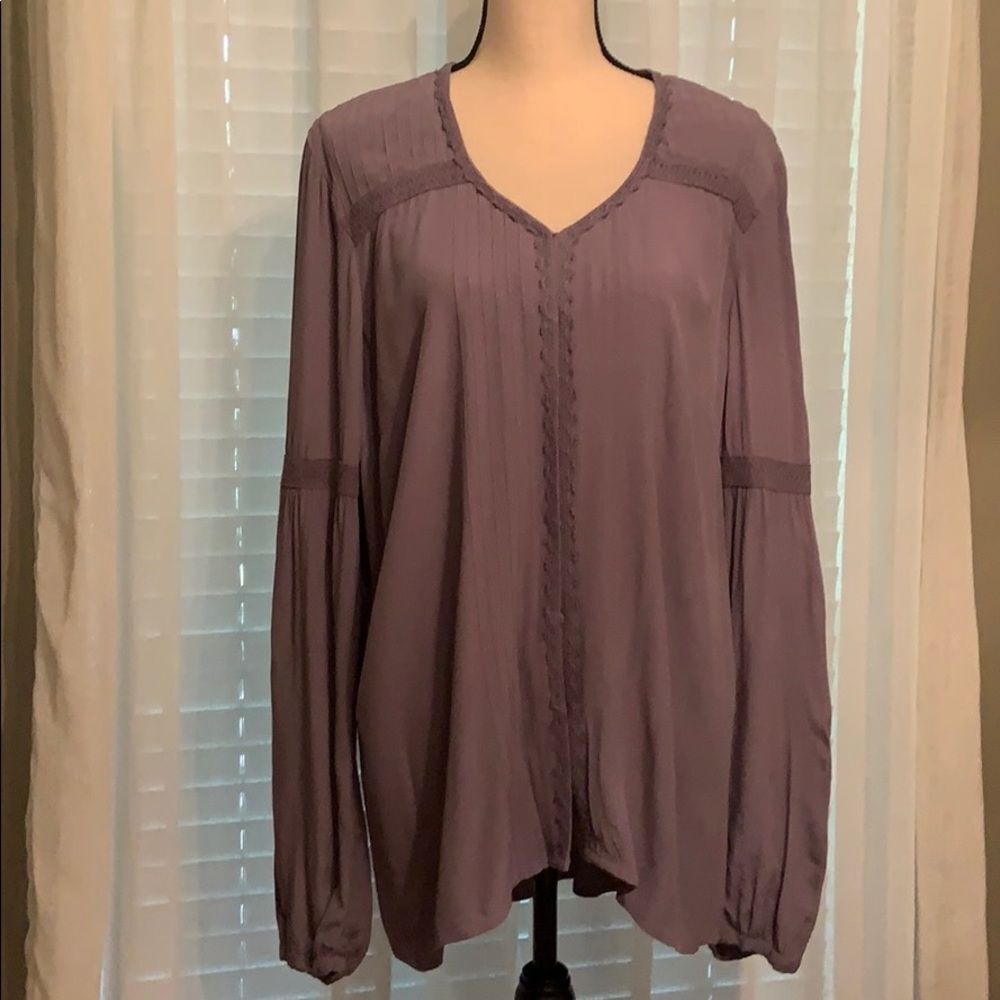 48. Logo Lavish Woven Crepe Top with Crochet Trim